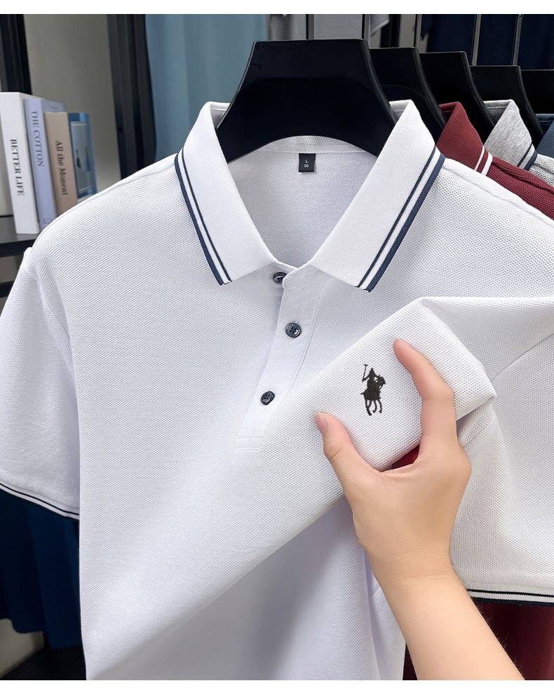 Polo Shirt Pique - Camisa Polo Listrada de Verão, 100%