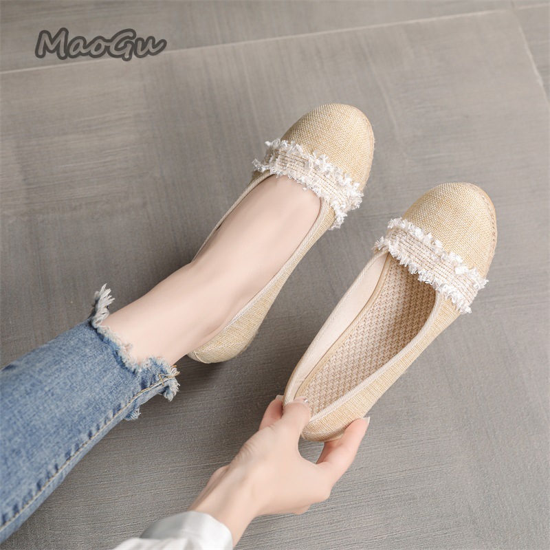 Espadrille Slip On - Sapatos femininos de espadrilha com salto