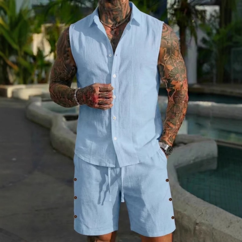 Short Linen Drawstring - Conjunto Masculino de 2 Peças em