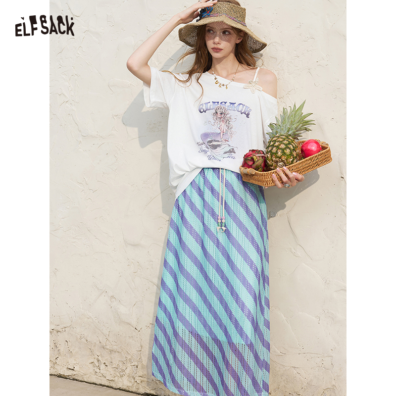 Tee Graphic Print - Conjunto feminino ELFSACK com camiseta branca