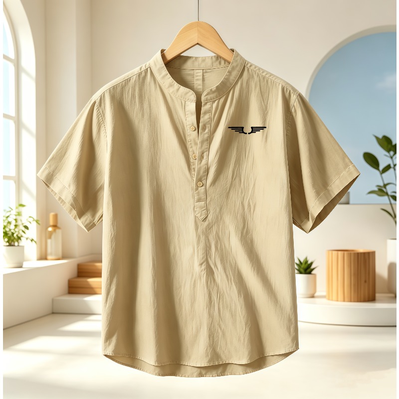 Linen Shirt Breathable - Camisa masculina de algodão e linho