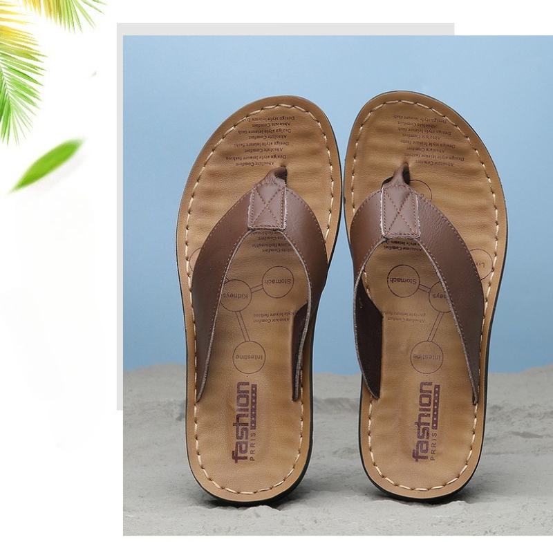 Flip Flop Leather Men - Chinelos de Couro Masculinos 2026, Calçados