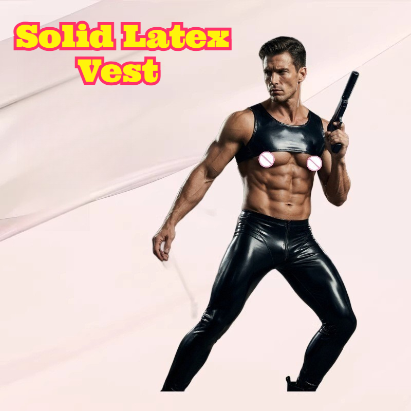 Tank Top Muscle - Colete de Látex Sólido Justo Curto