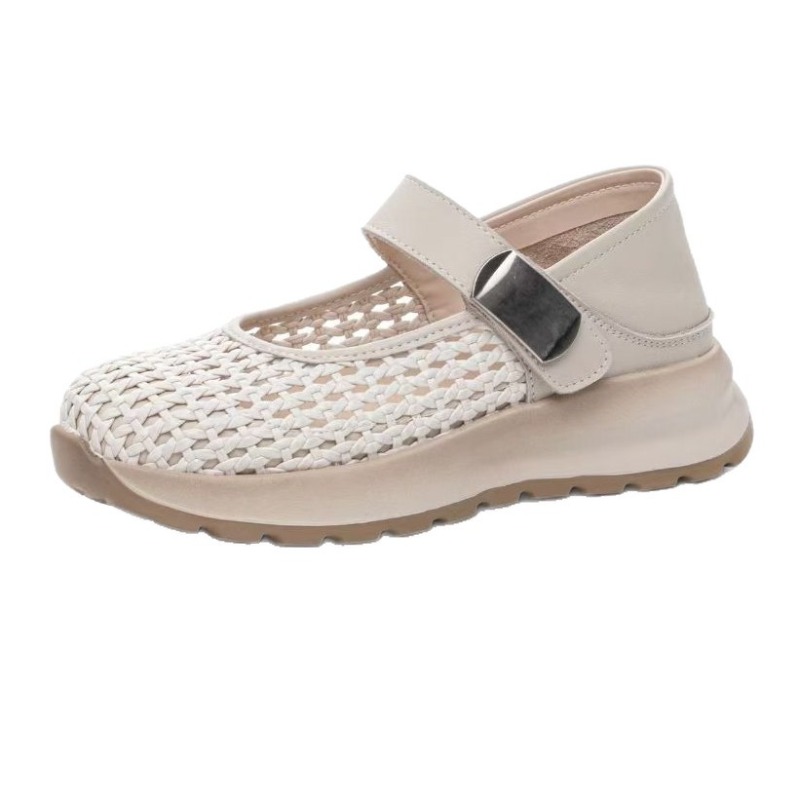 Espadrille Slip On - Sapatos Femininos de Couro Legítimo Trançado