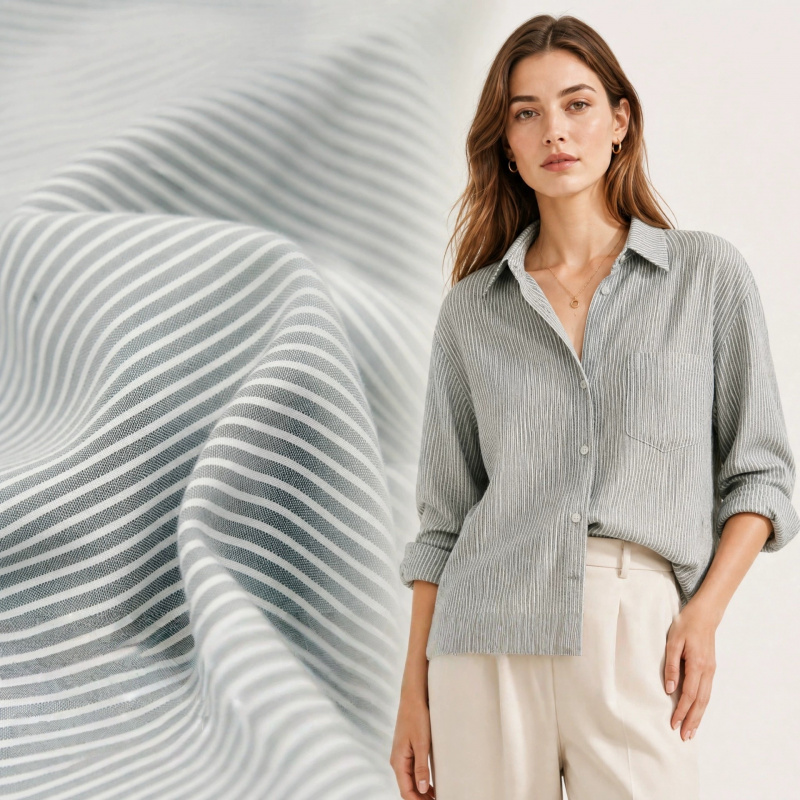 Linen Shirt Breathable - Tecido de algodão e linho respirável