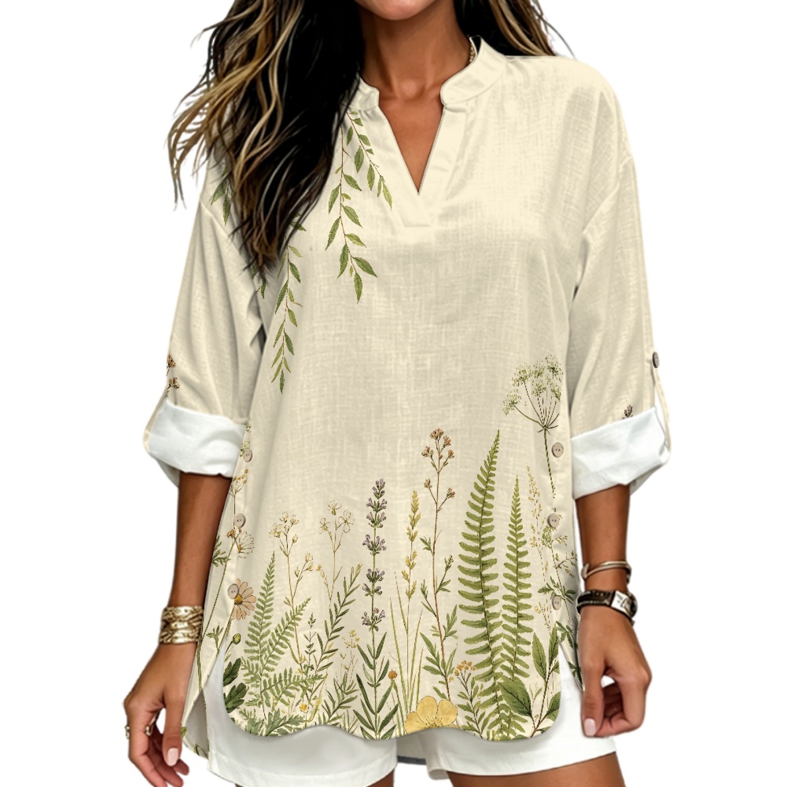 Linen Shirt Breathable - Camisa feminina de linho INSTANTARTS com