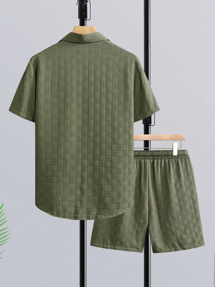 Short Linen Drawstring - Conjunto Masculino Genlund: Camisa Listrada de