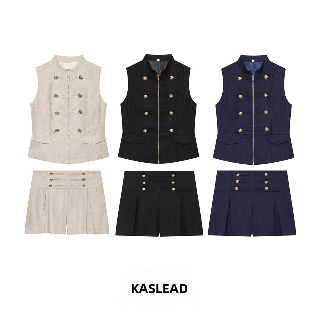Shorts Chino Slim - Conjunto Feminino KASLEAD: Colete Slim Fit