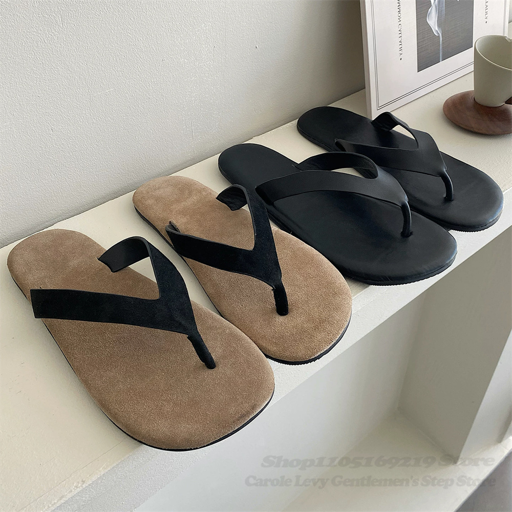 Flip Flop Leather Men - Chinelos de Couro Suede Estilo Vintage