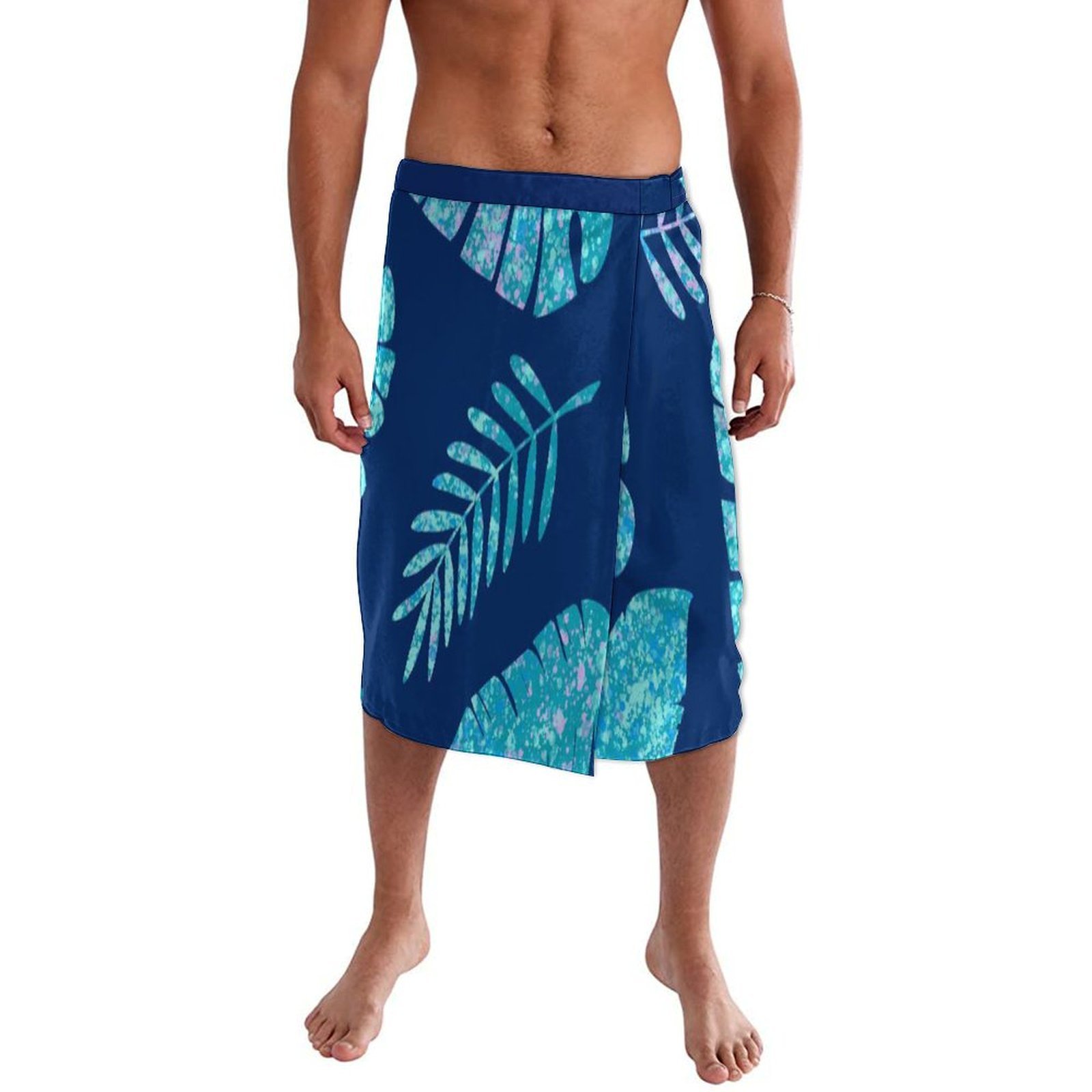 Sarong Men Wrap - Vestido de Praia Polinésio Floral Azul