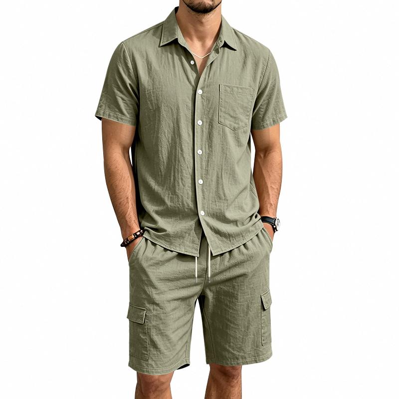 Linen Shirt Breathable - Conjunto Masculino de Verão em Linho