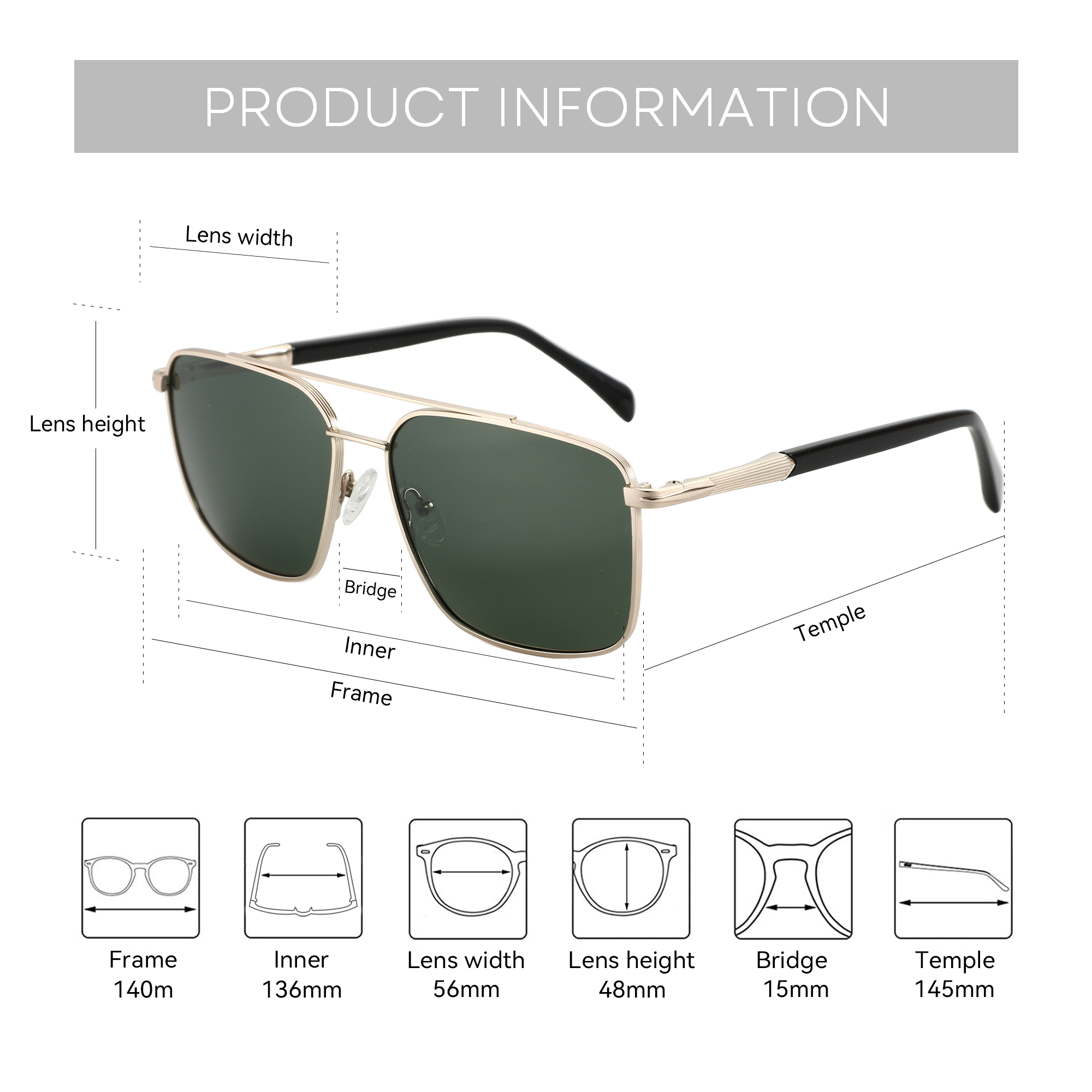 Bluemoky l tamanho moda metal  - Sunglasses Aviator Polarized avaliação e preço
