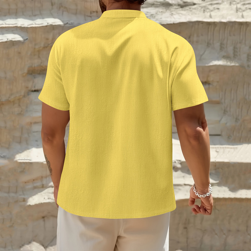 Camisa Henley Masculina de Alg - Linen Shirt Breathable avaliação e preço
