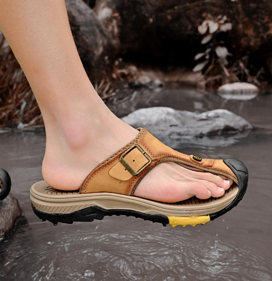Sandálias de couro genuíno mas - Flip Flop Leather Men avaliação e preço