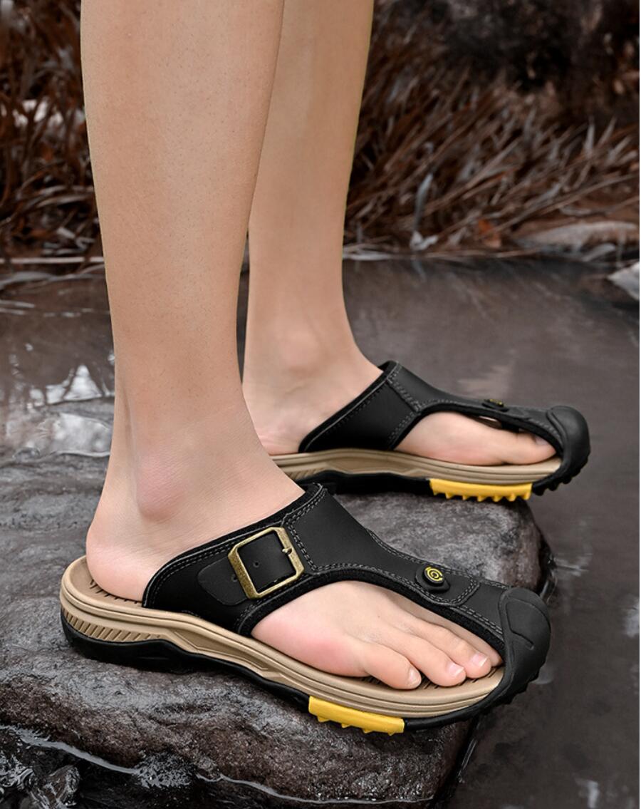 Sandálias de couro genuíno mas - Flip Flop Leather Men avaliação e preço