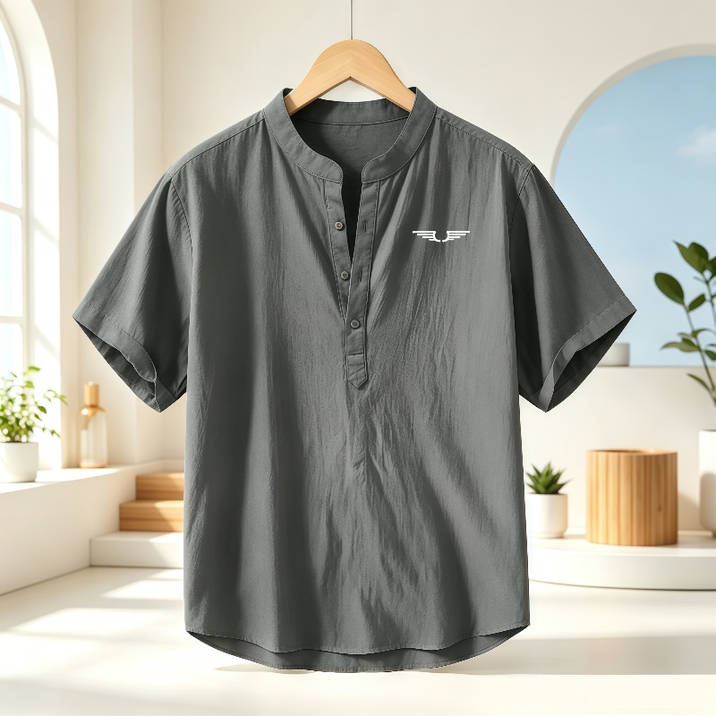 Camisa masculina de algodão e  - Linen Shirt Breathable avaliação e preço