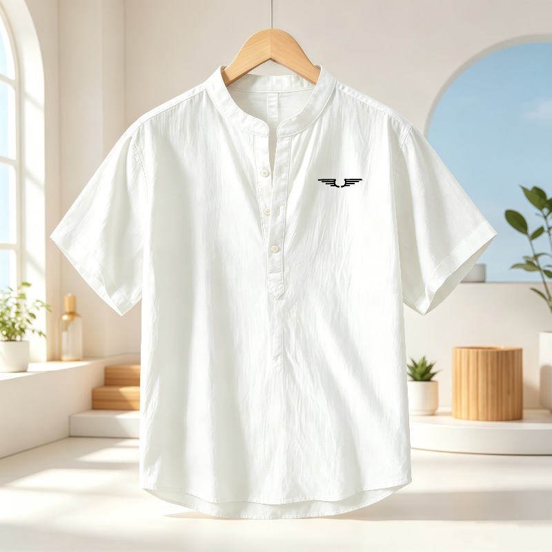 Camisa masculina de algodão e  - Linen Shirt Breathable avaliação e preço