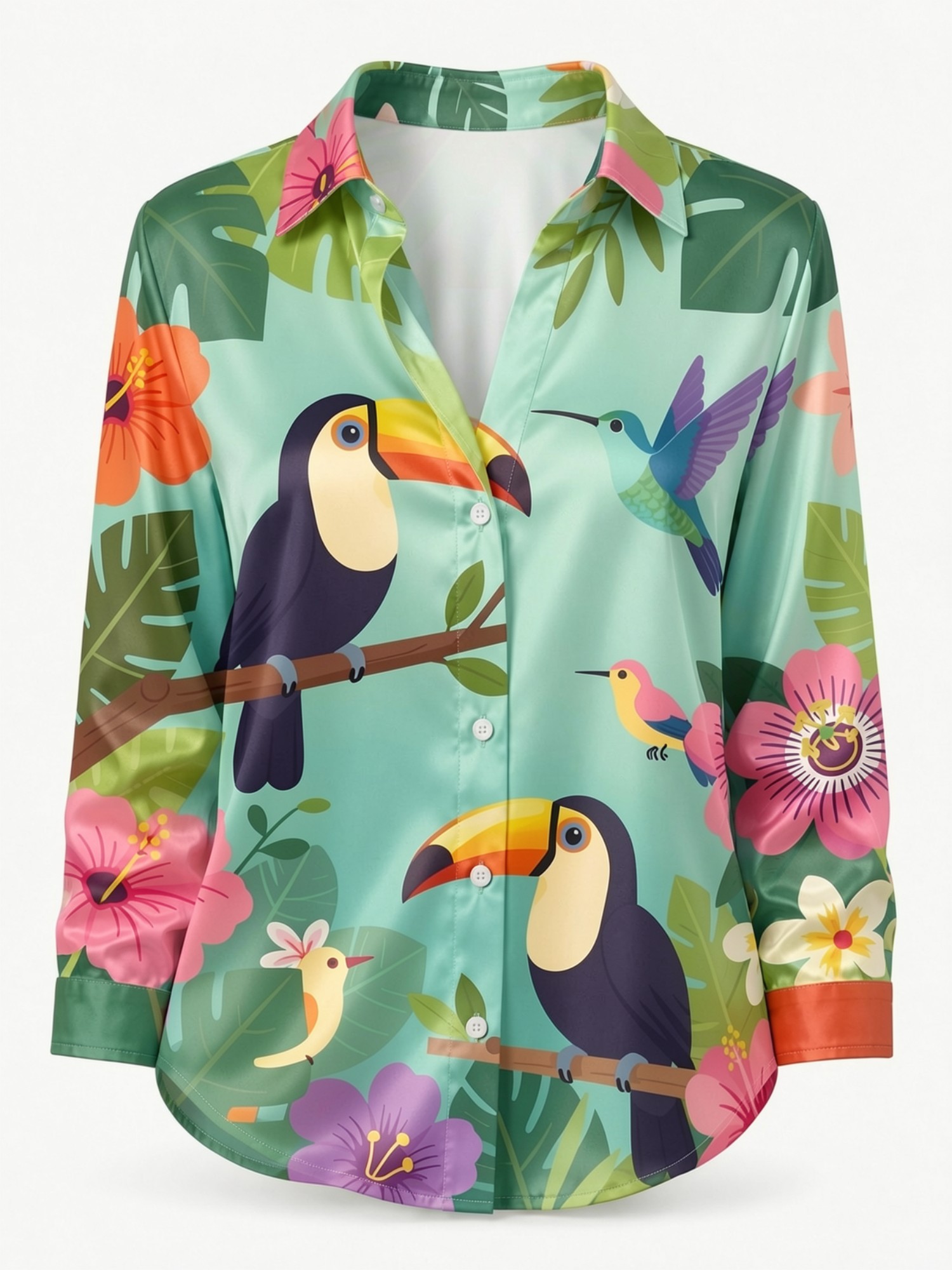 Camisa de Cetim com Botões Min - Resort Shirt Floral avaliação e preço