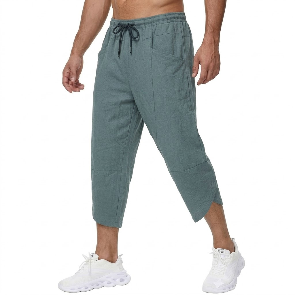 Calças curtas casuais de linho - Short Linen Drawstring avaliação e preço