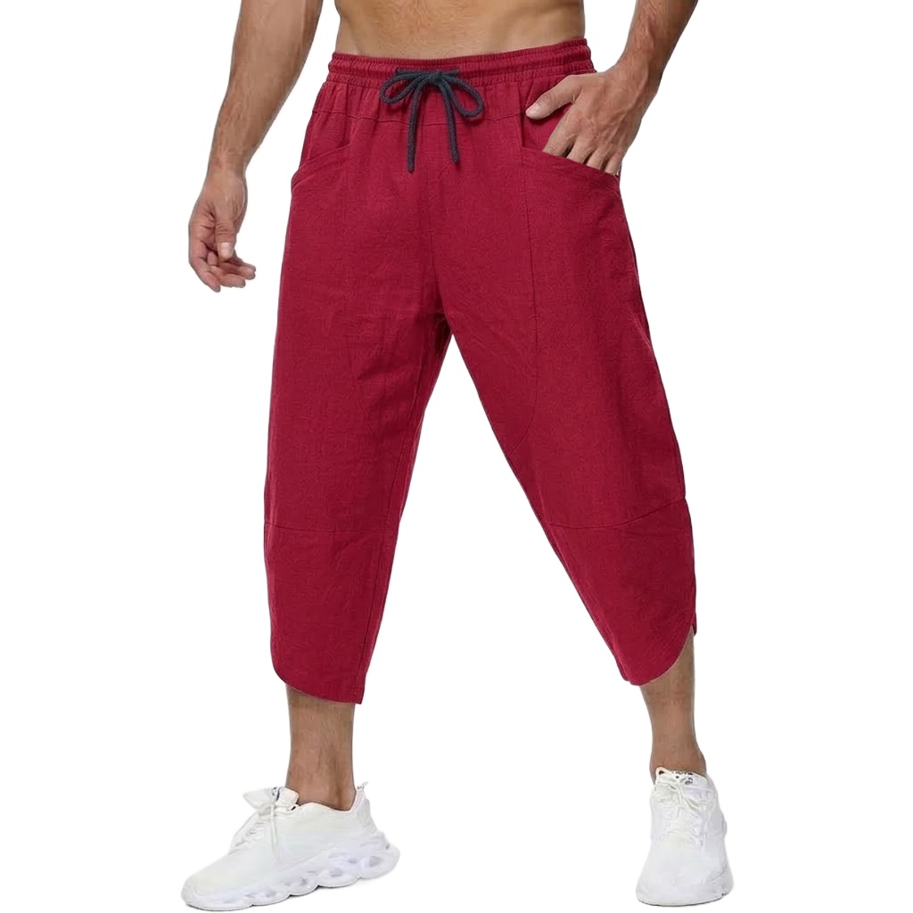 Calças curtas casuais de linho - Short Linen Drawstring avaliação e preço