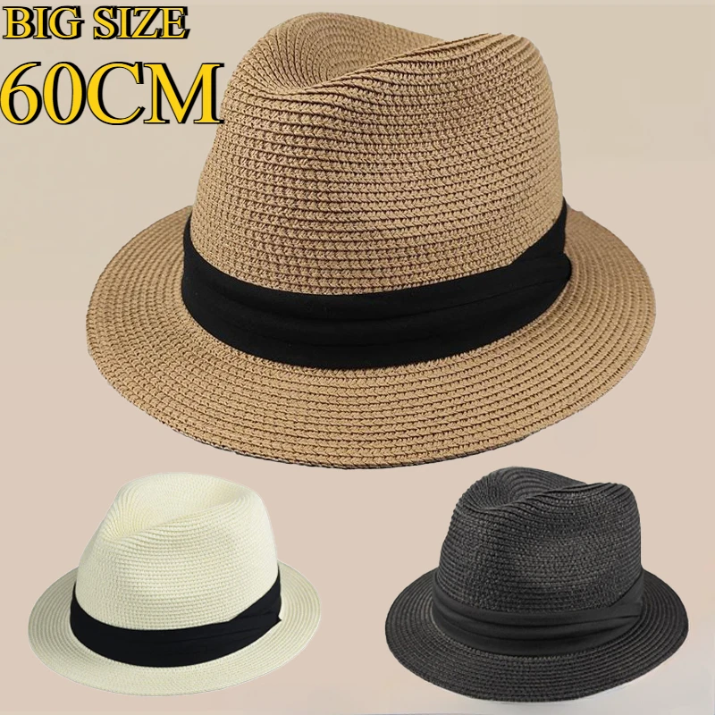 Novo tamanho grande borda estr - Bucket Hat Straw avaliação e preço