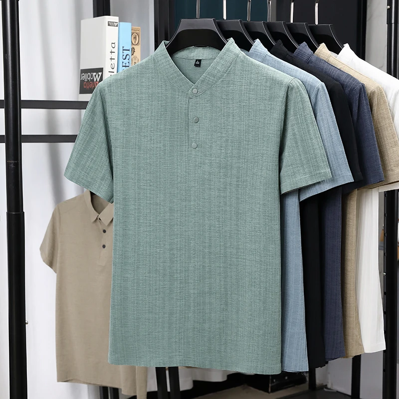 Camisas Masculinas de Linho Te - Linen Shirt Breathable avaliação e preço