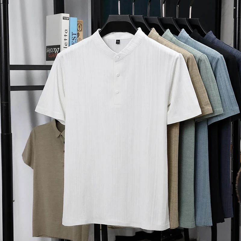 Camisas Masculinas de Linho Te - Linen Shirt Breathable avaliação e preço