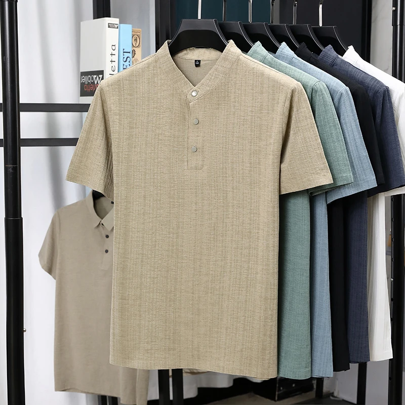 Camisas Masculinas de Linho Te - Linen Shirt Breathable avaliação e preço