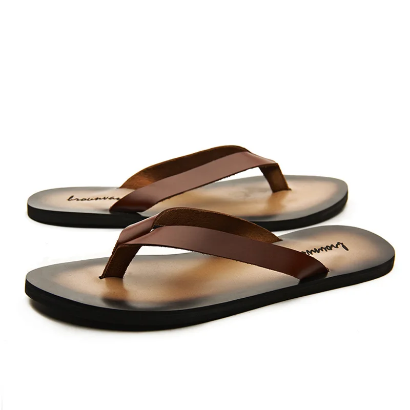 Clássico couro genuíno dos hom - Flip Flop Leather Men avaliação e preço