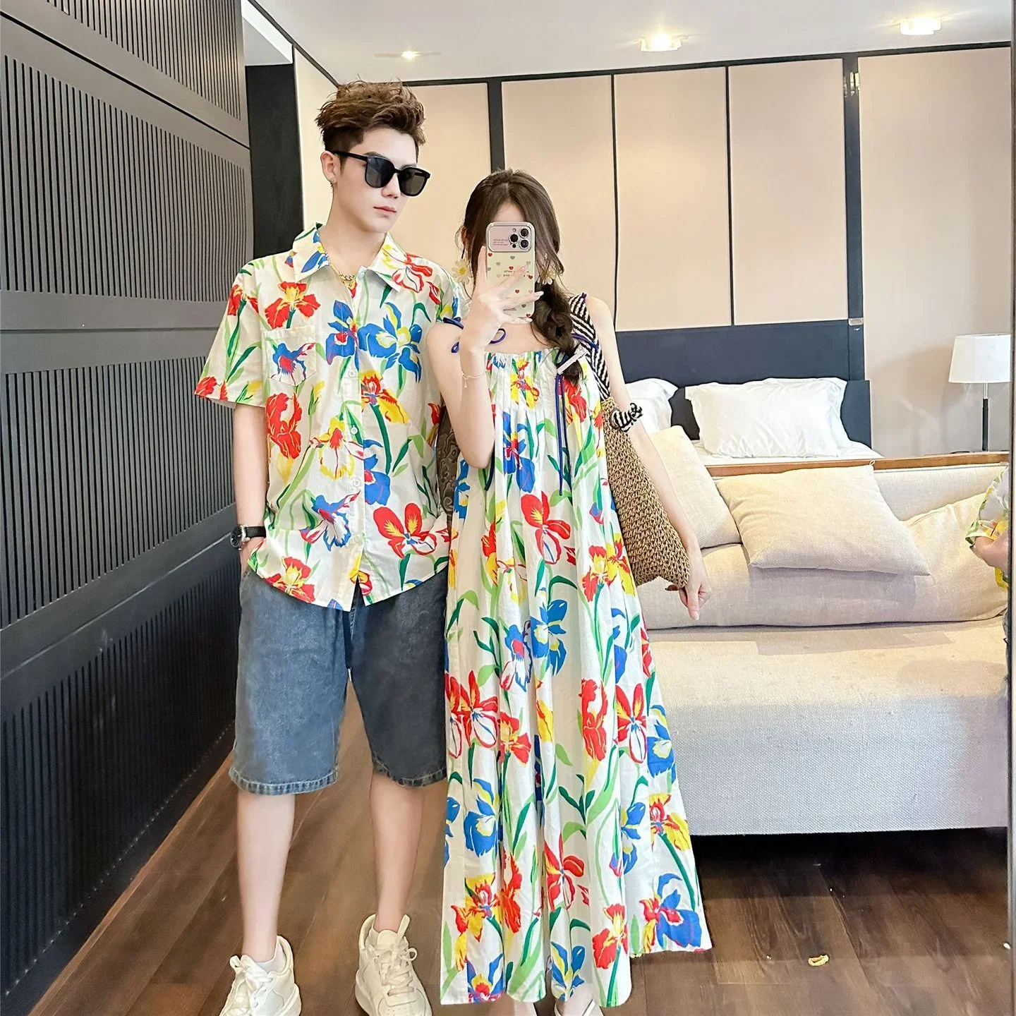 Roupas de férias coreano mamãe - Resort Shirt Floral avaliação e preço
