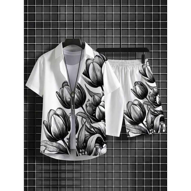 Conjunto Masculino de Camisa e - Resort Shirt Floral avaliação e preço