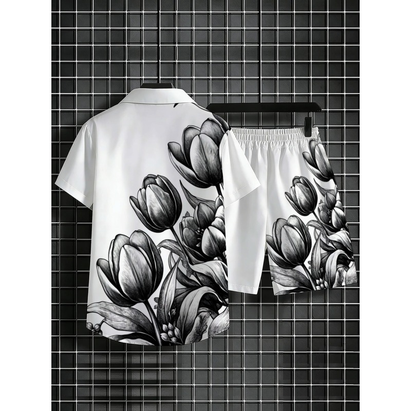 Conjunto Masculino de Camisa e - Resort Shirt Floral avaliação e preço